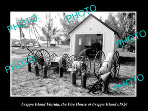 OLD LARGE HISTORIC PHOTO OF USEPPA ISLAND FLORIDA,THE FIRE HOUSE ON ISLAND c1920