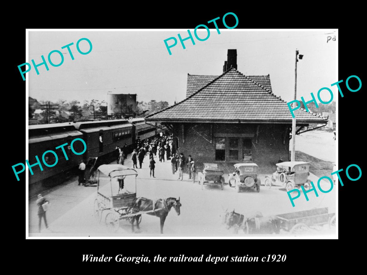 OLD LARGE HISTORIC PHOTO OF WINDER GEORGIA, THE RAILROAD DEPOT STATION c1920