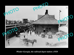 OLD LARGE HISTORIC PHOTO OF WINDER GEORGIA, THE RAILROAD DEPOT STATION c1920