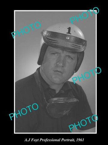 OLD LARGE HISTORIC PHOTO OF  A J FOYT, INDY CAR DRIVER, INDIANAPOLIS c1961