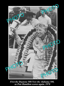 OLD LARGE HISTORIC PHOTO OF RACING GREAT PETE HAMILTON, ALABAMA 500 WIN c1970