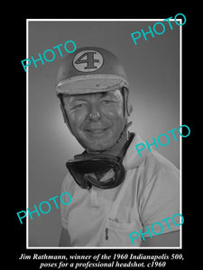 OLD LARGE HISTORIC PHOTO OF JIM RATHMANN, INDY CAR DRIVER, INDIANAPOLIS c1960