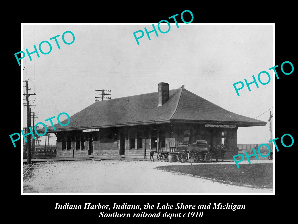 OLD LARGE HISTORIC PHOTO OF INDIANA HARBOR RAILROAD DEPOT, INDIANA c1910