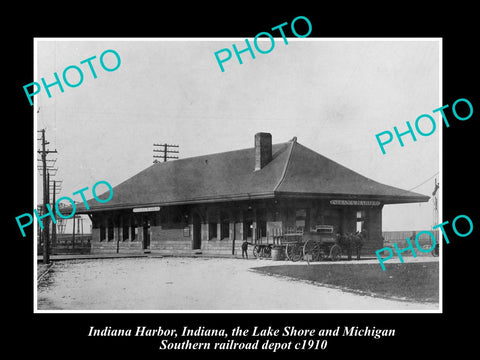 OLD LARGE HISTORIC PHOTO OF INDIANA HARBOR RAILROAD DEPOT, INDIANA c1910