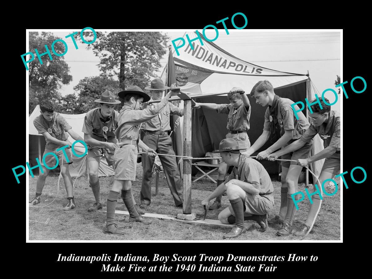 OLD LARGE HISTORIC PHOTO OF INDIANAPOLIS INDIANA, THE BOY SCOUT TROOP FAIR c1940