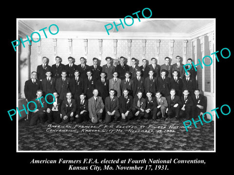 OLD LARGE HISTORIC PHOTO OF KANSAS CITY, FFA AMERICAN FARMERS CONVENTION c1931