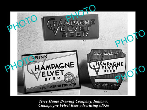 OLD HISTORIC PHOTO OF TERRE HAUTE BREWERY INDIANA, CHAMPAGNE VELVET BEER 1 c1950