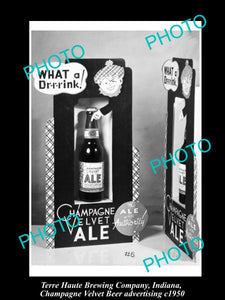 OLD HISTORIC PHOTO OF TERRE HAUTE BREWERY INDIANA, CHAMPAGNE VELVET BEER 2 c1950