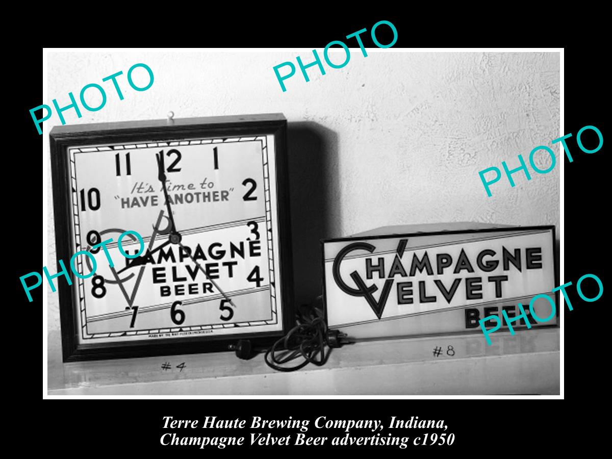 OLD HISTORIC PHOTO OF TERRE HAUTE BREWERY INDIANA, CHAMPAGNE VELVET BEER 3 c1950