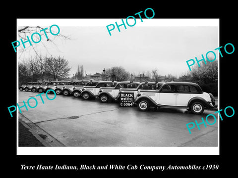 OLD LARGE HISTORIC PHOTO OF TERRE HAUTE INDIANA, THE CAB Co CARS c1930