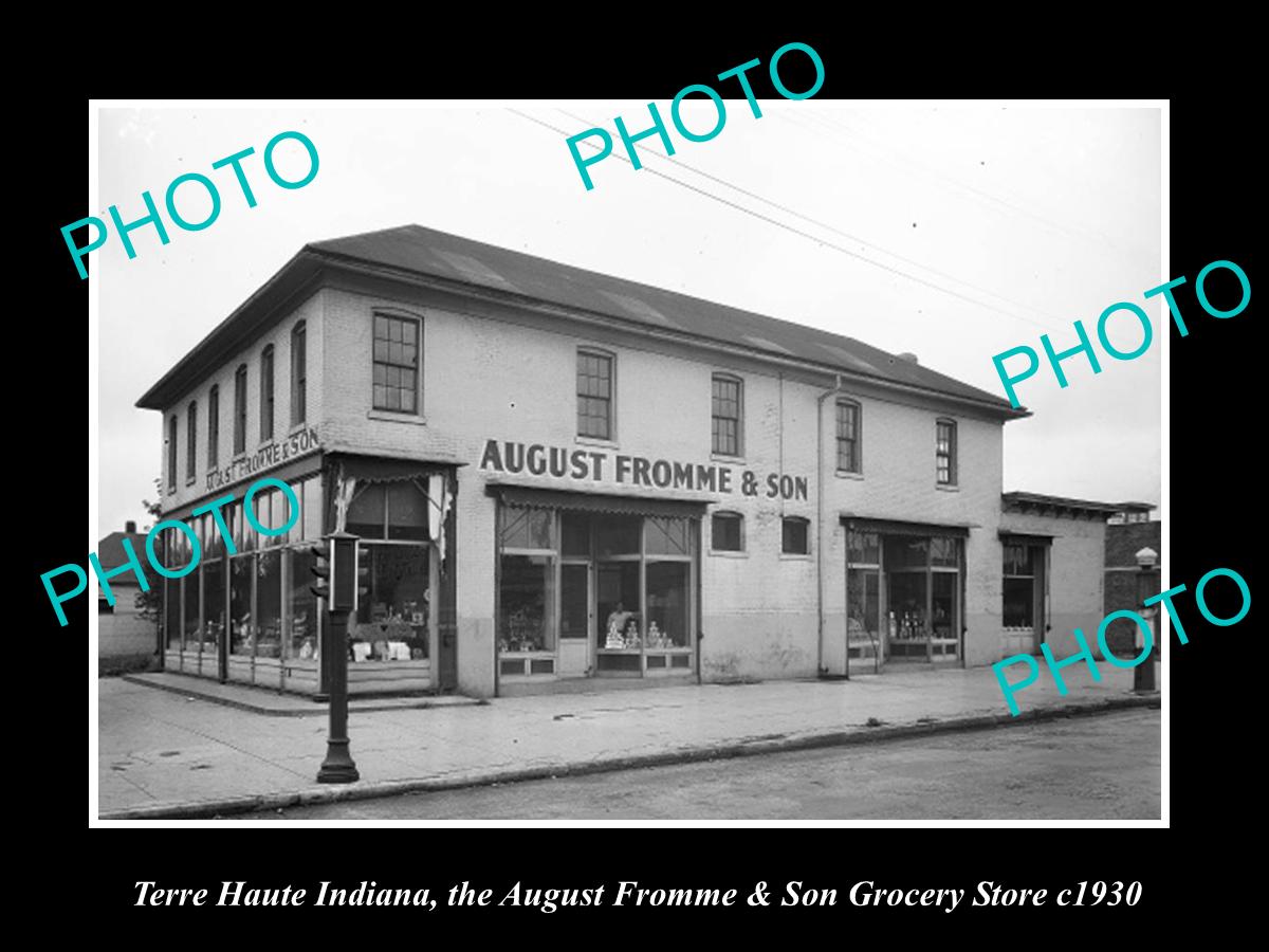 OLD LARGE HISTORIC PHOTO OF TERRE HAUTE INDIANA, FROMME GROCERY STORE c1930