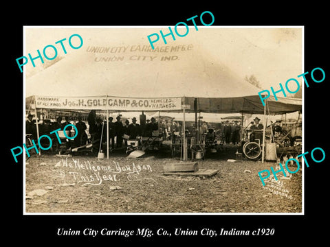 OLD LARGE HISTORIC PHOTO OF UNION CITY INDIANA, THE UNION CITY Mfg Co TENT c1920