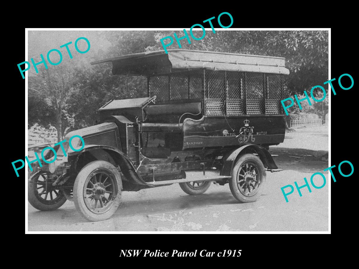 OLD LARGE HISTORIC PHOTO OF NEW SOUTH WALES POLICE PATROL CAR c1915