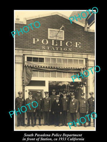 OLD LARGE HISTORIC PHOTO OF SOUTH PASADENA CALIFORNIA, POLICE DEPARTMENT c1933