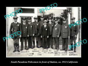 OLD LARGE HISTORIC PHOTO OF SOUTH PASADENA CALIFORNIA, POLICE DEPARTMENT c1933 1