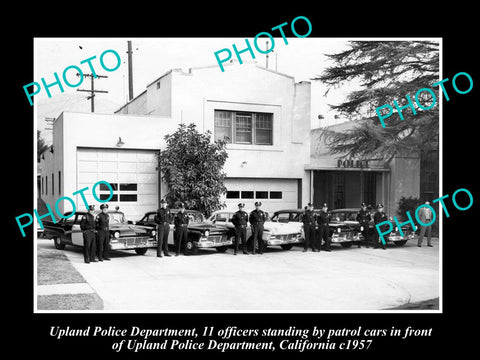 OLD LARGE HISTORIC PHOTO OF UPLAND CALIFORNIA, POLICE DEPARTMENT STATION c1957