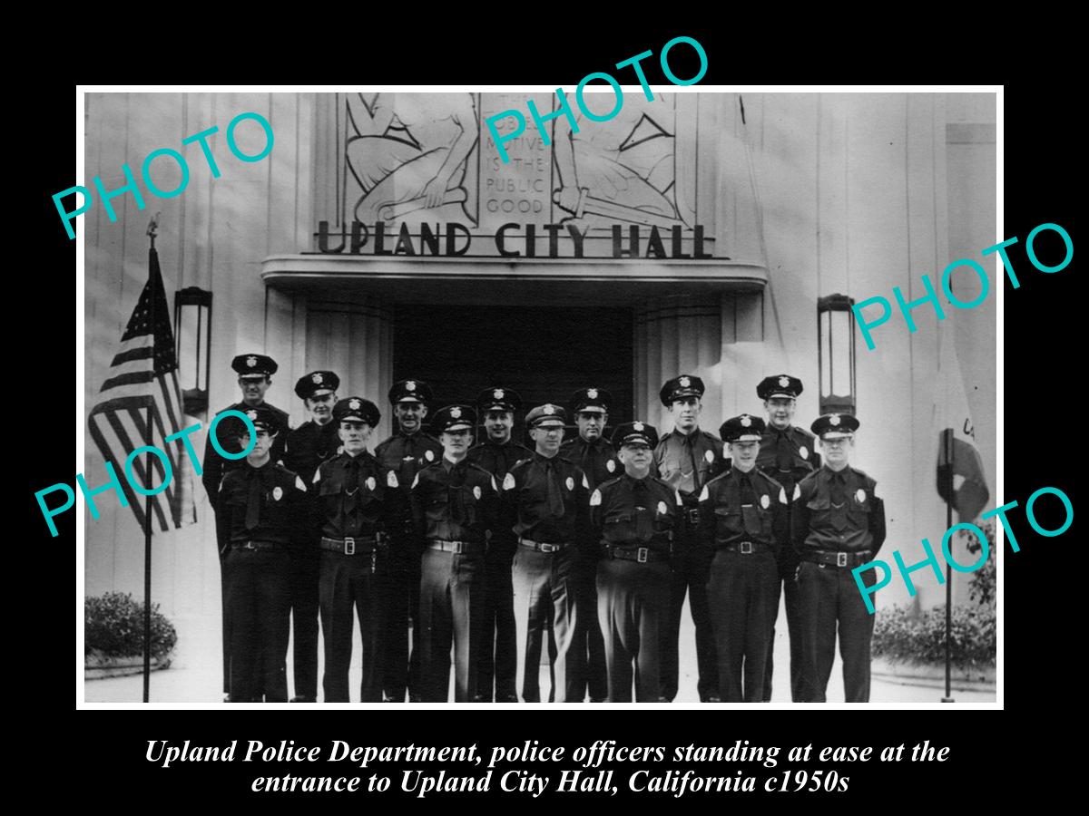 OLD LARGE HISTORIC PHOTO OF UPLAND CALIFORNIA, POLICE DEPARTMENT STATION c1950s