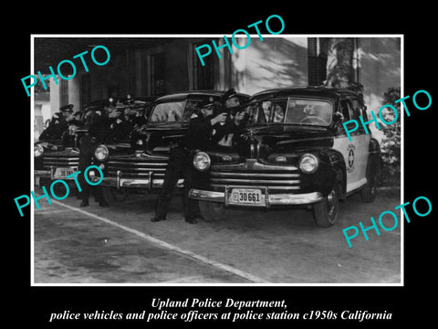 OLD LARGE HISTORIC PHOTO OF UPLAND CALIFORNIA, THE POLICE DEPARTMENT UNIT c1950s