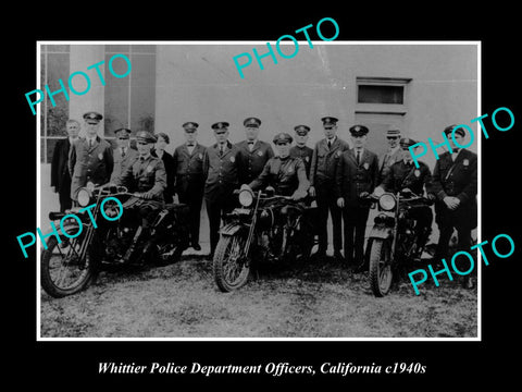 OLD LARGE HISTORIC PHOTO OF WHITTIER CALIFORNIA, THE POLICE DEPARTMENT UNIT 1940