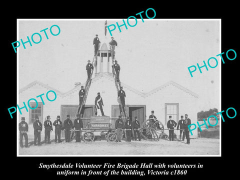 OLD LARGE HISTORIC PHOTO OF SMYTHESDALE VICTORIA, THE FIRE BRIGADE HALL c1860