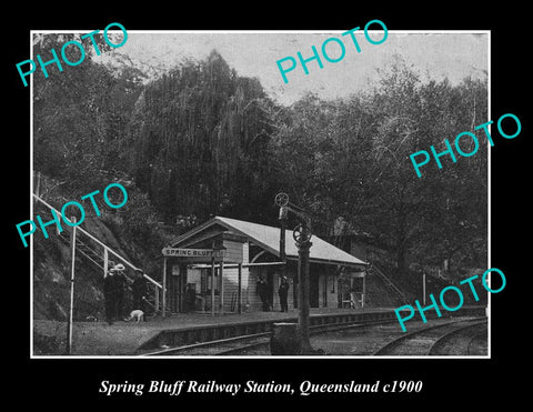 OLD LARGE HISTORIC PHOTO OF SPRING BLUFF RAILWAY STATION QLD TOOWOOMBA AREA 1900