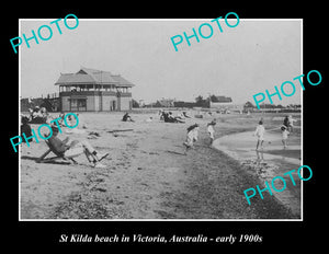 OLD LARGE HISTORIC PHOTO OF St KILDA BEACH, MELBOURNE VICTORIA ca1900