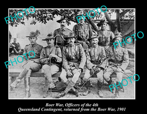 OLD LARGE HISTORIC PHOTO OF THE 4th QLD CONTINGENT OF BOER WAR OFFIERS c1901