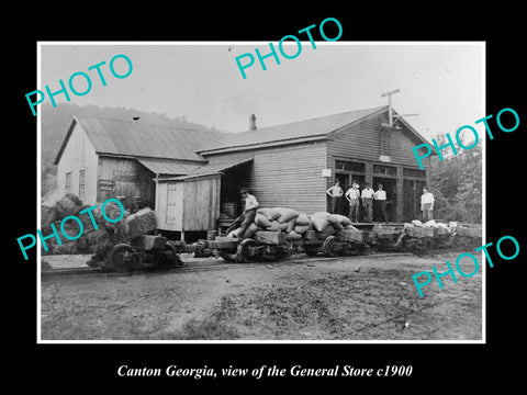 OLD LARGE HISTORIC PHOTO OF CANTON GEORGIA, VIEW OF THE GENERAL STORE c1900