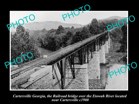 OLD LARGE HISTORIC PHOTO OF CARTERSVILLE GEORGIA, THE RAILROAD BRIDGE c1900