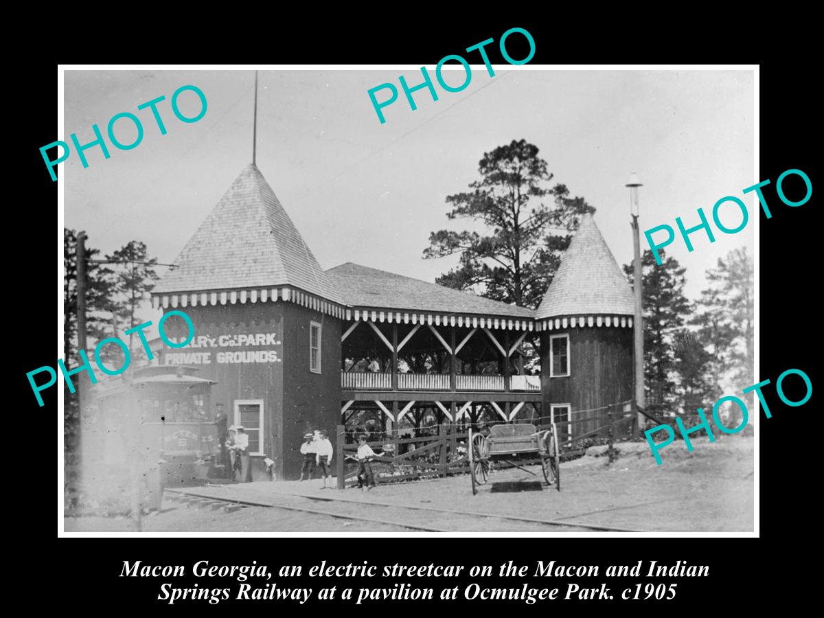 OLD LARGE HISTORIC PHOTO OF MACON GEORGIA, THE PAVILLION AT OCMULGEE PARK c1905