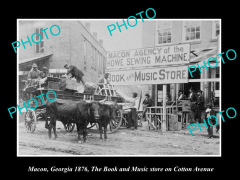 OLD LARGE HISTORIC PHOTO OF MACON GEORGIA, THE MACON BOOK & MUSIC STORE c1876