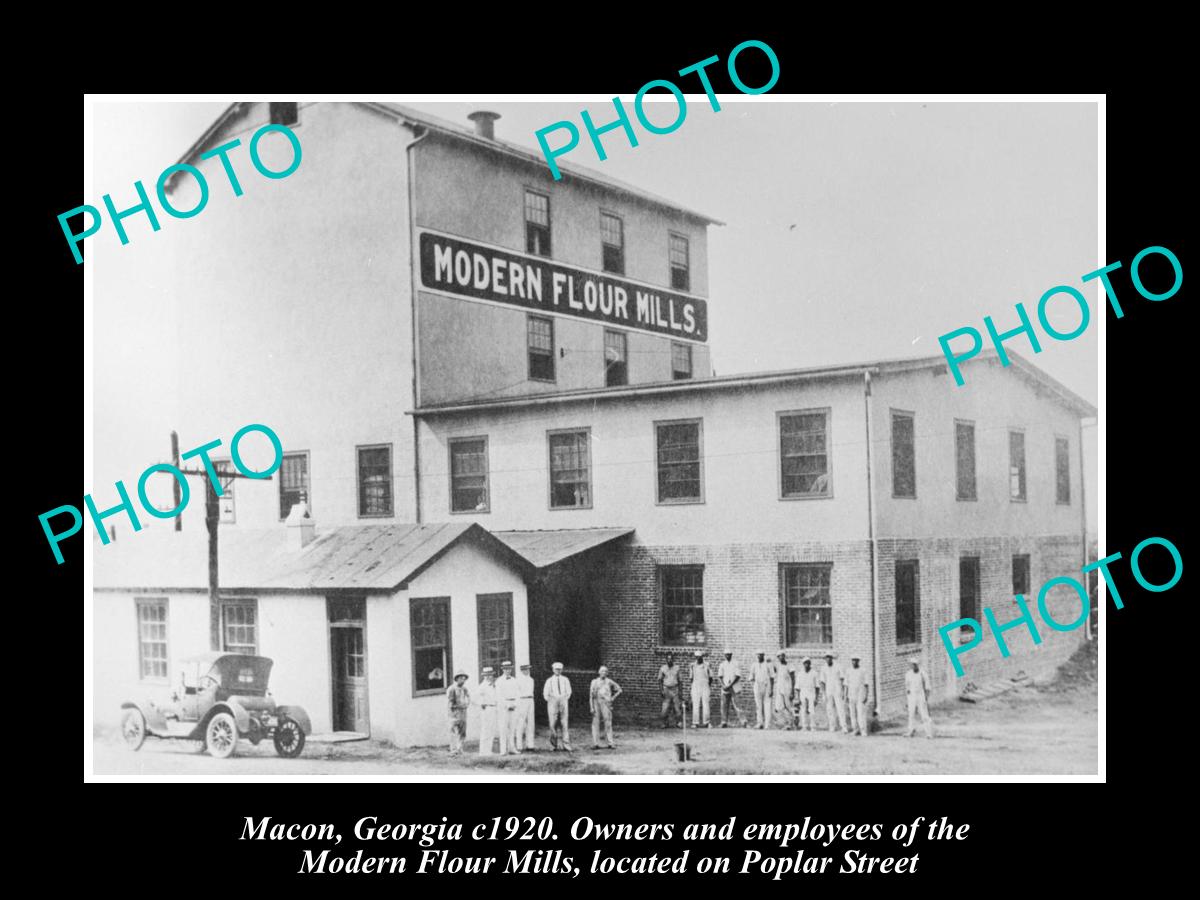 OLD LARGE HISTORIC PHOTO OF MACON GEORGIA, THE MODERN FLOUR MILLS FACTORY c1920