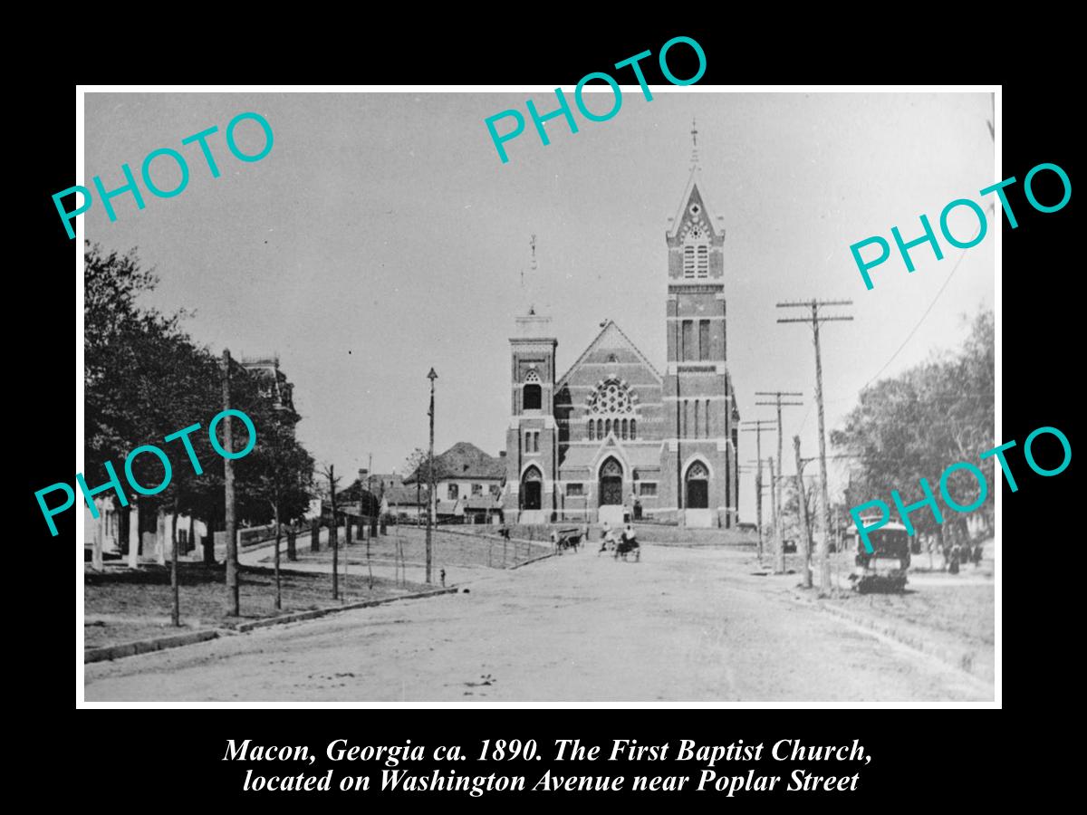 OLD HISTORIC PHOTO OF MACON GEORGIA, THE FIRST BAPIST CHURCH WASHINGTON Av c1890