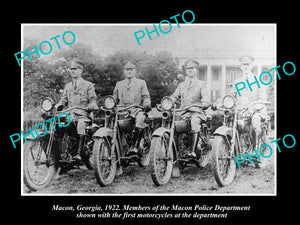 OLD LARGE HISTORIC PHOTO OF MACON GEORGIA, THE POLICE MOTORCYCLE UNIT c1922