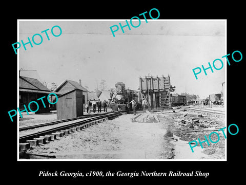 OLD LARGE HISTORIC PHOTO OF PIDOCK GEORGIA, GEORGIAN NORTHERN RAILROAD SHOP 1900