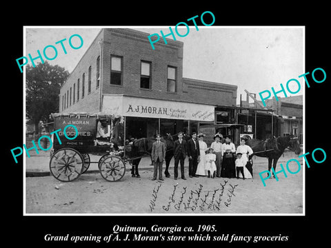 OLD LARGE HISTORIC PHOTO OF QUITMAN GEORGIA OPENING OF MORANS GROCERY STORE 1905