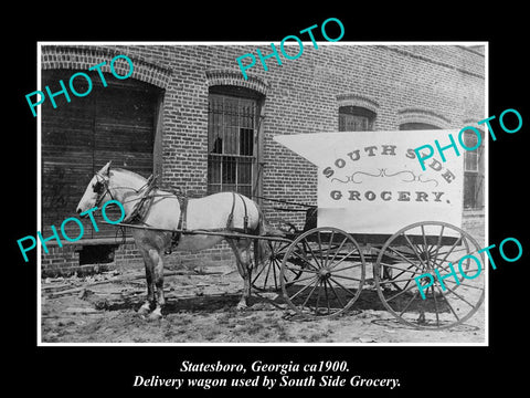 OLD LARGE HISTORIC PHOTO OF STATESBORO GEORGIA, SOUTH SUDE GROCERY WAGON c1900