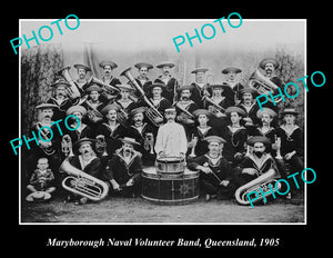 OLD LARGE HISTORIC PHOTO OF MARYBOROUGH QLD, NAVAL VOLUNTEER BAND c1905