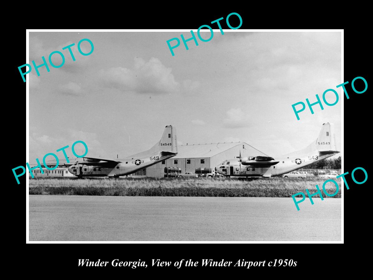 OLD LARGE HISTORIC PHOTO OF WINDER GEORGIA, VIEW OF THE AIRPORT c1950s