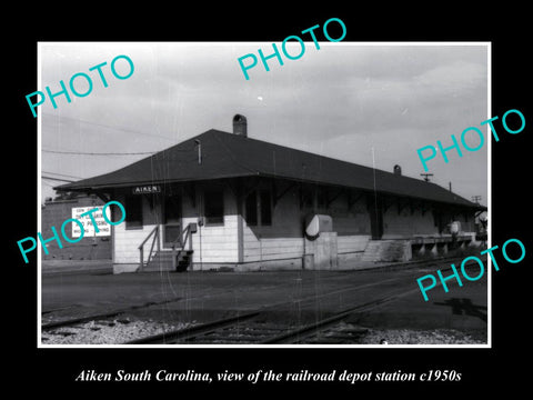 OLD HISTORIC PHOTO OF AIKEN SOUTH CAROLINA, RAILROAD DEPOT STATION c1950s