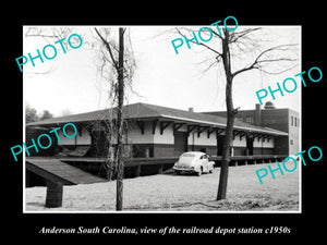 OLD HISTORIC PHOTO OF ANDERSON SOUTH CAROLINA, RAILROAD DEPOT STATION c1950s