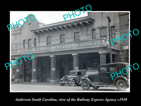 OLD HISTORIC PHOTO OF ANDERSON SOUTH CAROLINA, RAILWAY EXPRESS AGENCY c1930