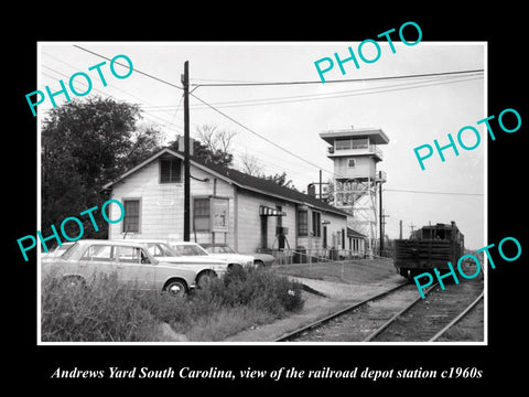 OLD HISTORIC PHOTO OF ANDREWS YARD SOUTH CAROLINA, RAILROAD DEPOT STATION c1960s