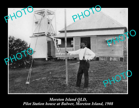 OLD LARGE HISTORIC PHOTO OF MORETON ISLAND QLD, PILOT STATION AT BULWER 1908