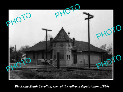 OLD HISTORIC PHOTO OF BLACKVILLE SOUTH CAROLINA, RAILROAD DEPOT STATION c1950s