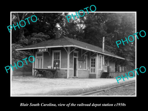 OLD HISTORIC PHOTO OF BLAIR SOUTH CAROLINA, RAILROAD DEPOT STATION c1950s