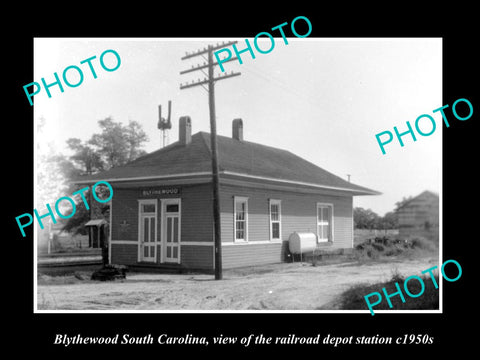 OLD HISTORIC PHOTO OF BLYTHEWOOD SOUTH CAROLINA, RAILROAD DEPOT STATION c1950s