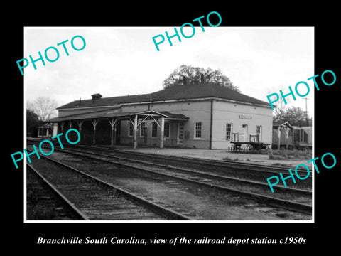 OLD HISTORIC PHOTO OF BRANCHVILLE SOUTH CAROLINA, RAILROAD DEPOT STATION c1950s