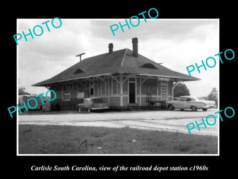 OLD HISTORIC PHOTO OF CARLISLE SOUTH CAROLINA, RAILROAD DEPOT STATION c1960s