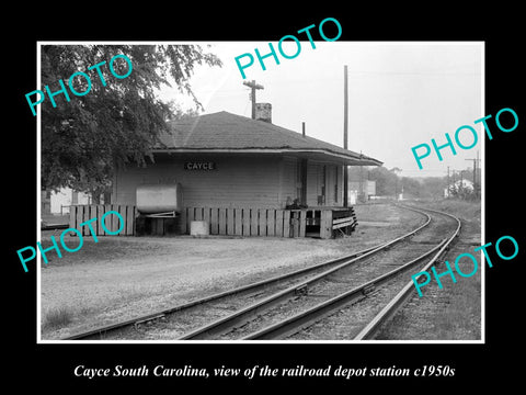 OLD HISTORIC PHOTO OF CAYCE SOUTH CAROLINA, RAILROAD DEPOT STATION c1950s